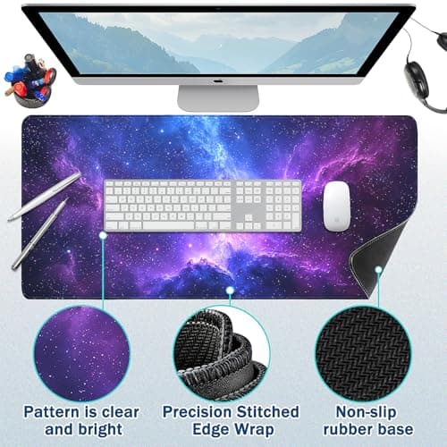 Alfombrilla de ratón para juegos – Alfombrilla de escritorio para teclado y ratón – Galaxy Space Alfombrilla de ratón grande para escritorio, alfombrilla de ratón (35.4" x 15.7") con base antideslizante, alfombrilla de escritorio para juegos, oficina y hogar - imagen 3