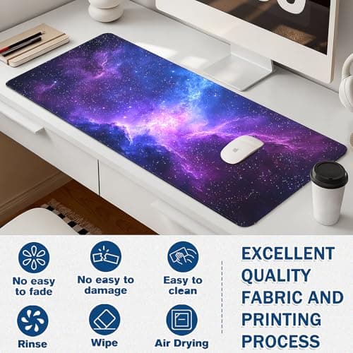 Alfombrilla de ratón para juegos – Alfombrilla de escritorio para teclado y ratón – Galaxy Space Alfombrilla de ratón grande para escritorio, alfombrilla de ratón (35.4" x 15.7") con base antideslizante, alfombrilla de escritorio para juegos, oficina y hogar - imagen 4