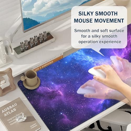 Alfombrilla de ratón para juegos – Alfombrilla de escritorio para teclado y ratón – Galaxy Space Alfombrilla de ratón grande para escritorio, alfombrilla de ratón (35.4" x 15.7") con base antideslizante, alfombrilla de escritorio para juegos, oficina y hogar - imagen 5
