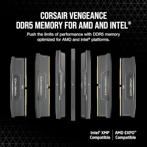 CORSAIR Vengeance DDR5 16GB (2x8GB) DDR5 5200MHz CL40 AMD EXPO Intel XMP iCUE Memoria de computadora compatible - Gris (CMK16GX5M2B5200Z40) - imagen 3