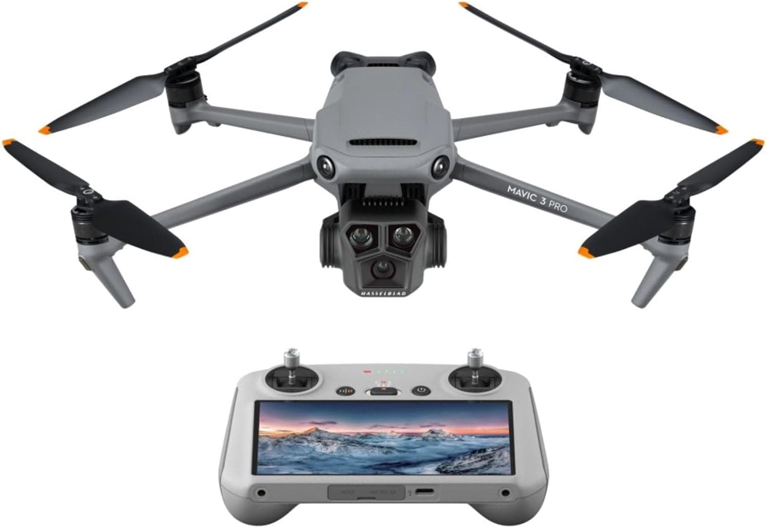 DJI Mavic 3 Pro con RC, Drone insignia de triple cámara con cámara 4/3 CMOS Hasselblad 4K, tiempo de vuelo de 43 minutos, transmisión de video HD de 15 km, compatible con identificación remota FAA, para adultos, negro - imagen 1