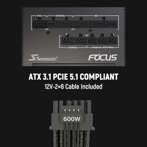 Fuente de Alimentación Seasonic Focus GX 750W ATX 3.1 PCIe 5.1 (12V-2x6) 10 Años de Garantía Cybenetics Platinum Totalmente Modular RTX 5070 Ti AMD RX 9000 Ready - imagen 3
