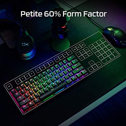 HyperX Alloy Origins 60 - Teclado mecánico para juegos, factor de forma ultracompacto del 60%, teclas PBT de doble disparo, retroiluminación LED RGB, compatible con software NGENUITY - Interruptor rojo lineal HyperX, negro - imagen 5