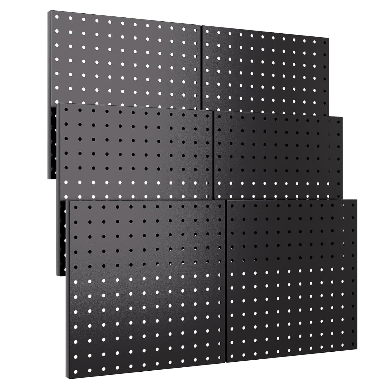 INCLY Paquete de 6 paneles de metal negro de 12.0 x 12.0 in, organizador de pared resistente con marco, tablero de clavijas negro para paredes, garaje, banco de trabajo, cobertizo, cocina, organización de herramientas para sala de manualidades - imagen 1
