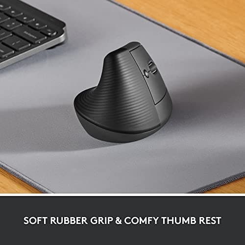 Logitech Lift Ratón Ergonómico Vertical, Inalámbrico, Bluetooth o Receptor USB Logi Bolt, Clics Silenciosos, 4 Botones, Compatible con Windows/macOS/iPadOS, Portátil, PC - Grafito - imagen 3