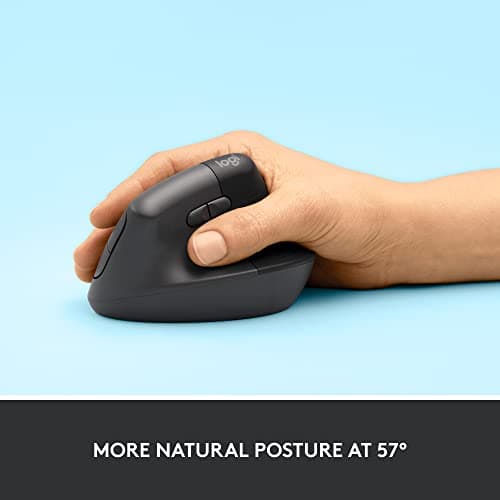 Logitech Lift Ratón Ergonómico Vertical, Inalámbrico, Bluetooth o Receptor USB Logi Bolt, Clics Silenciosos, 4 Botones, Compatible con Windows/macOS/iPadOS, Portátil, PC - Grafito - imagen 4