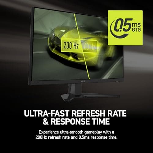 msi MAG 272F Monitor de oficina para juegos de 27 pulgadas, 1920 x 1080 (FHD), 200 Hz, sincronización adaptativa, preparado para HDR, HDMI, puerto VGA, montaje VESA, inclinación, bisel delgado de 4 lados, 0,5 ms, negro - imagen 4