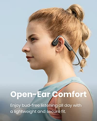 SHOKZ OpenMove - Auriculares Deportivos Bluetooth con Oreja Abierta, Auriculares Inalámbricos de Conducción Ósea, Resistentes al Sudor para Correr y Entrenar, con Paquete de Pegatinas, Gris - imagen 3