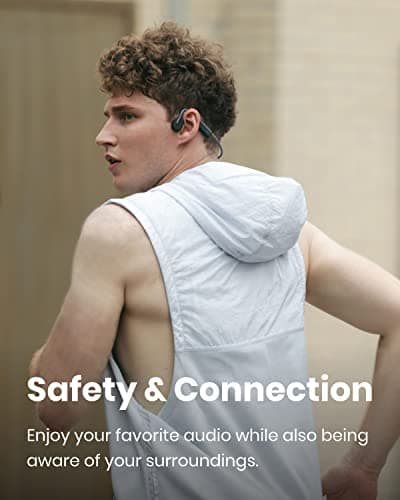 SHOKZ OpenMove - Auriculares Deportivos Bluetooth con Oreja Abierta, Auriculares Inalámbricos de Conducción Ósea, Resistentes al Sudor para Correr y Entrenar, con Paquete de Pegatinas, Gris - imagen 4