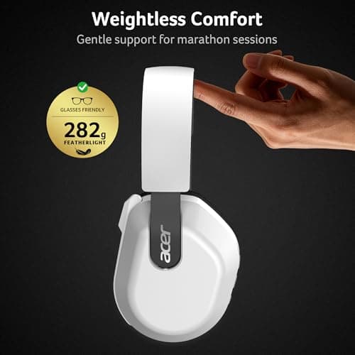 Acer Auriculares inalámbricos para juegos para PS5/PS4, PC, Mac, 2,4 GHz y Bluetooth 6.0, auriculares para juegos con micrófono abatible para silenciar, ligeros aptos para gafas, batería de 70 horas, color blanco - imagen 4