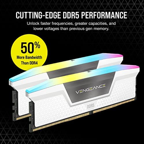 CORSAIR Vengeance RGB DDR5 RAM 32 GB (2x16 GB) hasta 6000 MHz CL36-44-44-96 1,35 V Intel XMP 3.0 Memoria para computadora de escritorio - Blanco (CMH32GX5M2E6000C36W) - imagen 4