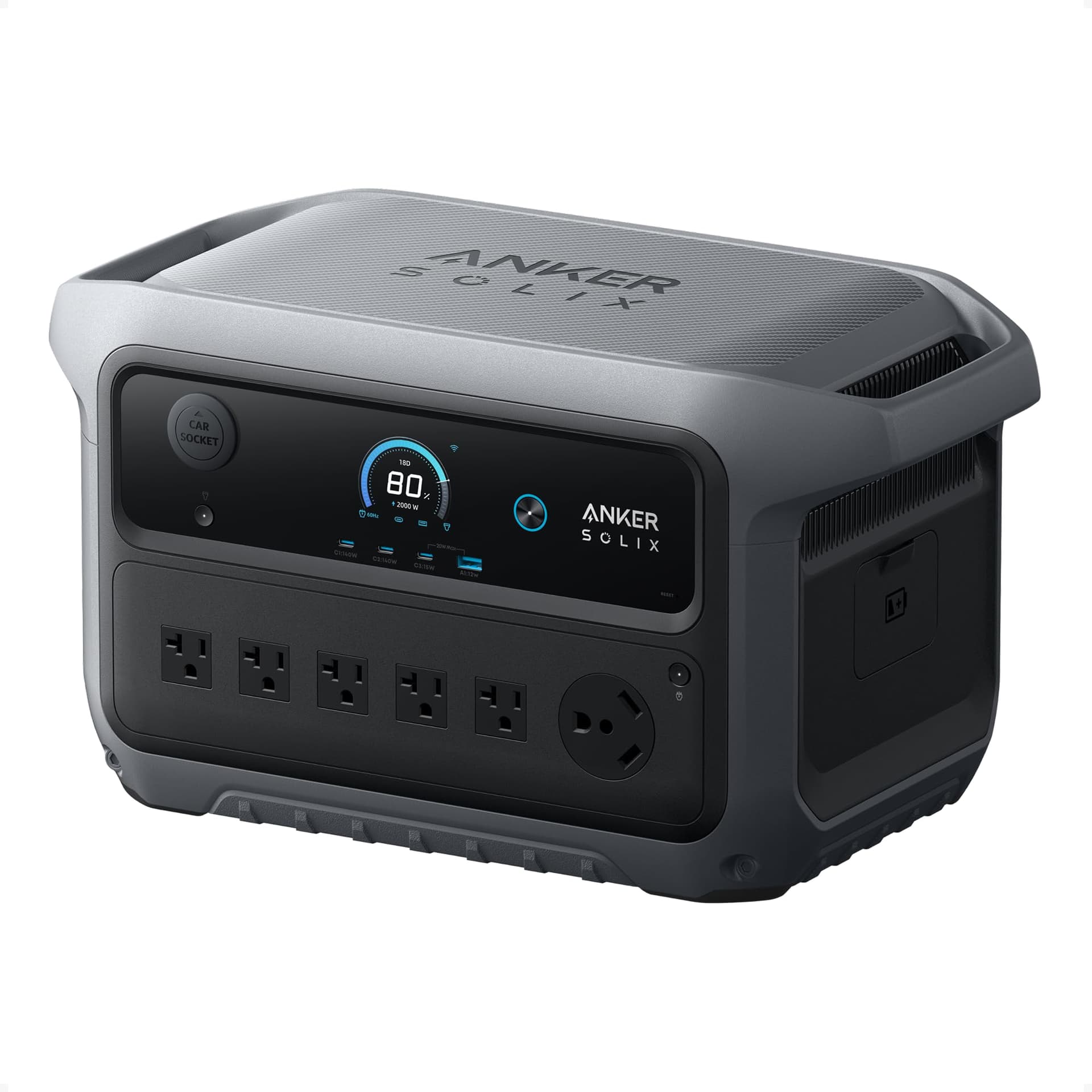 Estación de energía portátil Anker SOLIX C2000 Gen 2, generador solar de 2400 W (pico 4000 W), carga completa en 58 minutos, batería LiFePO4 de 2048 Wh para respaldo en el hogar, cortes de energía y campamentos (panel solar opcional) - imagen 1