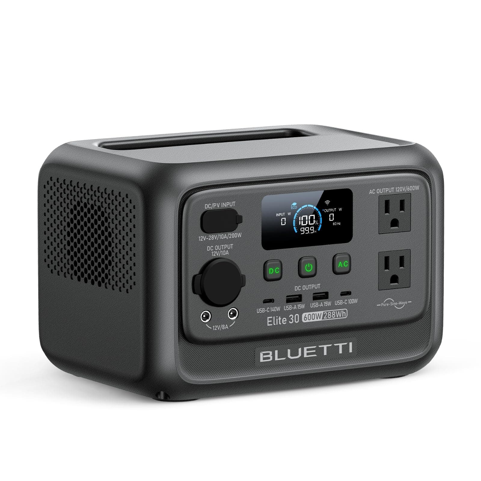 Estación de energía portátil BLUETTI Elite 30 V2 de 600 W (elevación de energía de 1500 W), batería LiFePO4 de 288 Wh con UPS de 10 ms, energía de respaldo de emergencia para apagones en el hogar/tormenta de invierno, generador solar para acampar/viajes por carretera - imagen 1