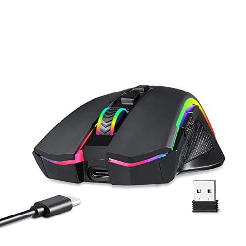 Redragon M602 Griffin RGB Gaming Mouse, Ratón ergonómico retroiluminado de espectro RGB con 7 modos de retroiluminación programables de hasta 8000 DPI para jugadores de PC con Windows (negro, inalámbrico) - imagen 3
