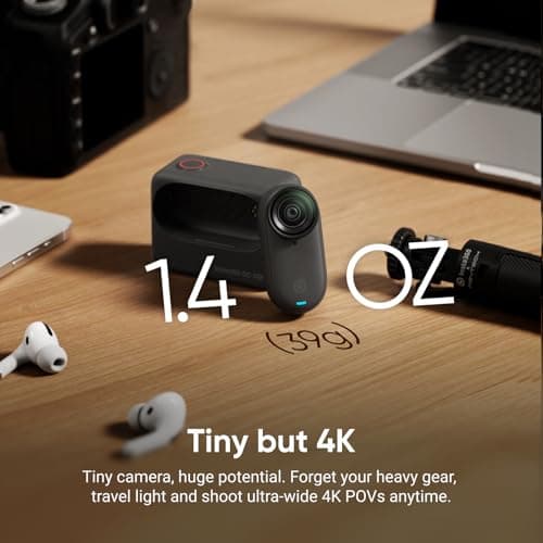 Insta360 GO 3S - Pequeña cámara de vlogging portátil 4K negra de 128 GB, punto de vista manos libres, montaje en cualquier lugar, estabilización, duración de batería de 140 min, resistente al agua hasta 10 m, punto de vista para mascotas - imagen 3