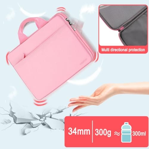 Hseok Funda para portátil de 13,3 a 14 pulgadas, bolso para ordenador TSA resistente al agua y a los golpes, compatible con MacBook Pro/Neo de 14 pulgadas, Mac Air/Pro de 13,3 pulgadas y portátiles Chromebooks de 13 a 14 pulgadas, color rosa - imagen 4