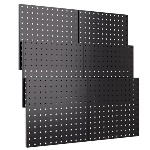 INCLY Paquete de 6 paneles de metal negro de 12.0 x 12.0 in, organizador de pared resistente con marco, tablero de clavijas negro para paredes, garaje, banco de trabajo, cobertizo, cocina, organización de herramientas para sala de manualidades - imagen 2