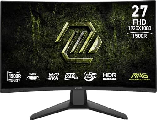 msi MAG 274CF X24 Monitor para juegos de 27 pulgadas 1920 x 1080 (FHD), 240 Hz, AMD Adaptive-Sync, HDR Ready, HDMI, puerto VGA, montaje VESA, inclinación, bisel delgado de 4 lados, 0,5 ms, negro - imagen 2
