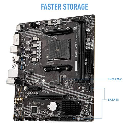 Placa base para juegos MSI A520M-A PRO V1 (AMD Ryzen 5000, AM4, DDR4, PCIe 3.0, SATA 6Gb/s, M.2, USB 3.2 Gen 1, DVI/HDMI, Micro-ATX) - imagen 4