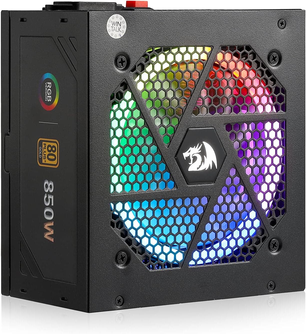 Redragon RGPS-850W 80+ Gold Fuente de alimentación de 850 vatios con ATX 3.1 y PCIe 5.1 actualizados totalmente modulares, cable 12VHPWR incluido, condensadores 100% japoneses, ventilador RGB inteligente ECO de bajo ruido, tamaño compacto de 160 mm - imagen 1