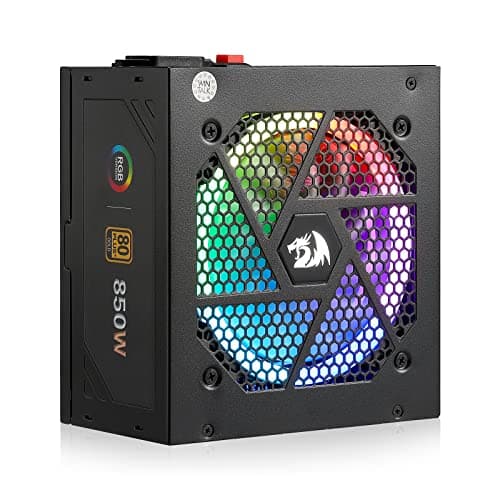 Redragon RGPS-850W 80+ Gold Fuente de alimentación de 850 vatios con ATX 3.1 y PCIe 5.1 actualizados totalmente modulares, cable 12VHPWR incluido, condensadores 100% japoneses, ventilador RGB inteligente ECO de bajo ruido, tamaño compacto de 160 mm - imagen 2