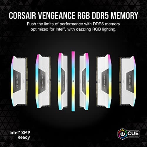 CORSAIR Vengeance RGB DDR5 RAM 32 GB (2x16 GB) hasta 6000 MHz CL36-44-44-96 1,35 V Intel XMP 3.0 Memoria para computadora de escritorio - Blanco (CMH32GX5M2E6000C36W) - imagen 3