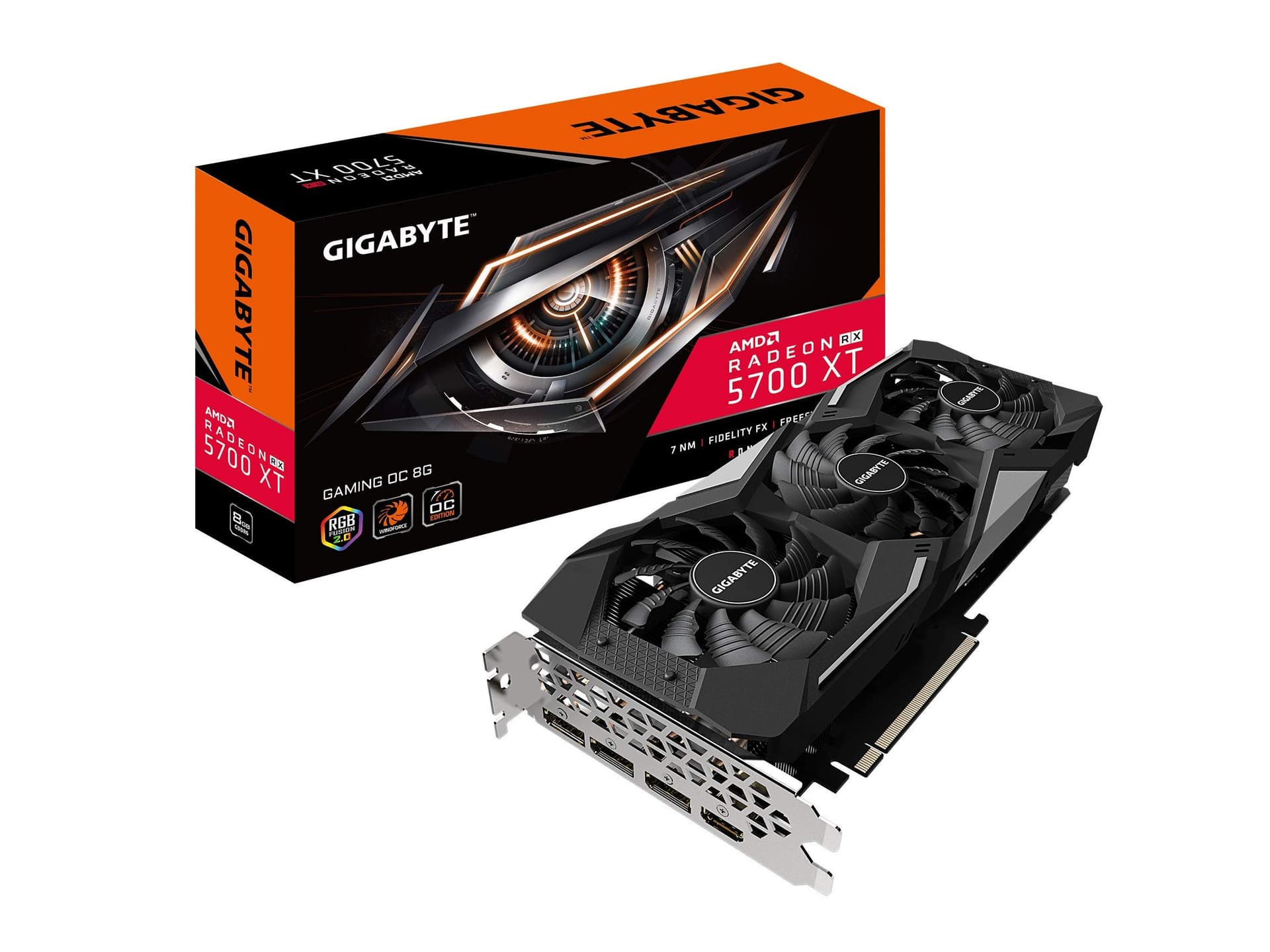 Gigabyte Gv-R57XTGAMING OC-8GD Radeon Rx 5700 Xt Gaming OC 8G Tarjeta gráfica, PCIe 4.0, 8GB 256-Bit GDDR6, Tarjeta de video (renovada) - imagen 1