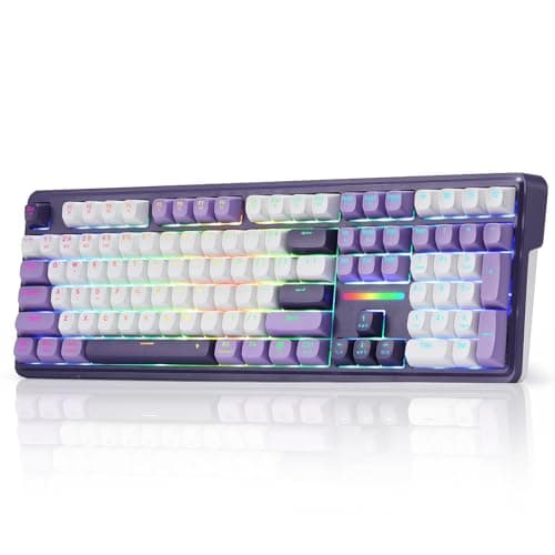 Redragon K745 PRO Teclado inalámbrico para juegos RGB con junta, teclado mecánico de 108 teclas con 4 teclas de acceso rápido adicionales, enchufe de intercambio en caliente, amortiguación de ruido de 5 capas, teclas PBT redondas transparentes, interruptor Mint Mambo - imagen 2