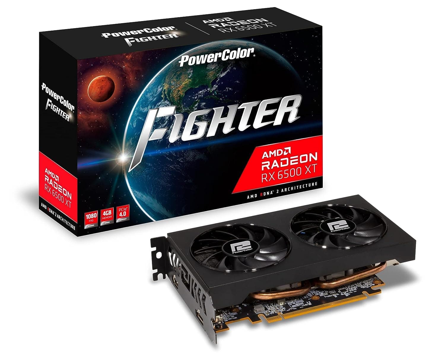 Tarjeta gráfica para juegos PowerColor Fighter AMD Radeon RX 6500 XT con memoria GDDR6 de 4 GB - imagen 1