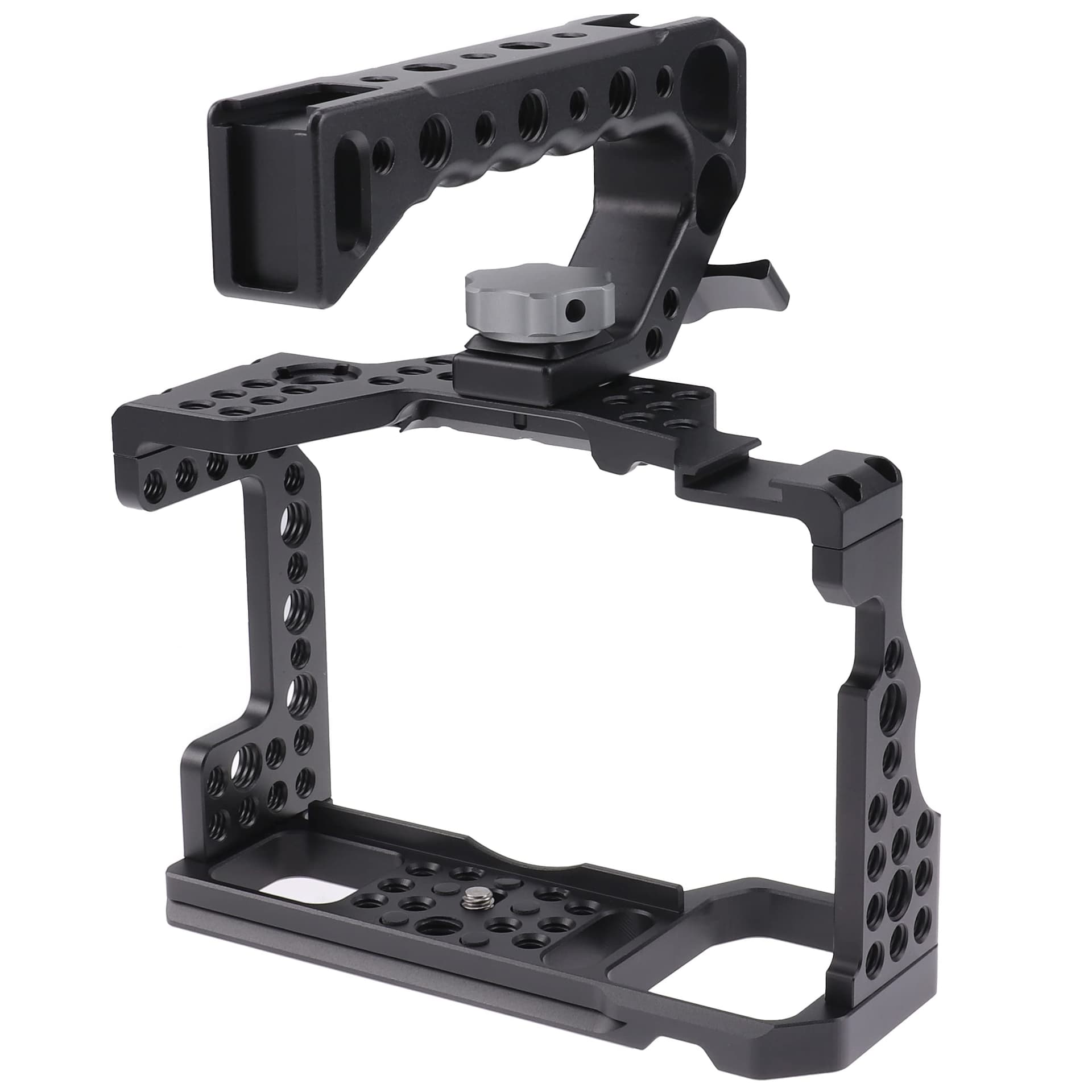 Hersmay A7III Cage with Top Handle, A9 Camera Cage for Sony A7III / A7RIII /A9 /A7II Mirrorless Camera, Multiple 1/4" 3/8" Screw Holes for Vlogging Video Shooting Filmmaking Rig - imagen 1